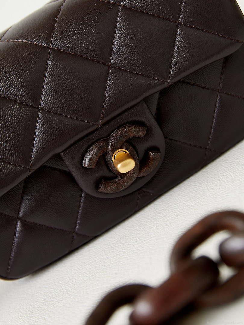 Chanel AS4165 Mini Flap Bag Lambskin Wenge Wood & Gold-Tone Metal Dark Brown