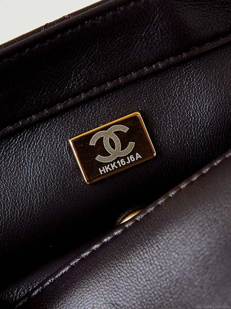 Chanel AS4165 Mini Flap Bag Lambskin Wenge Wood & Gold-Tone Metal Dark Brown