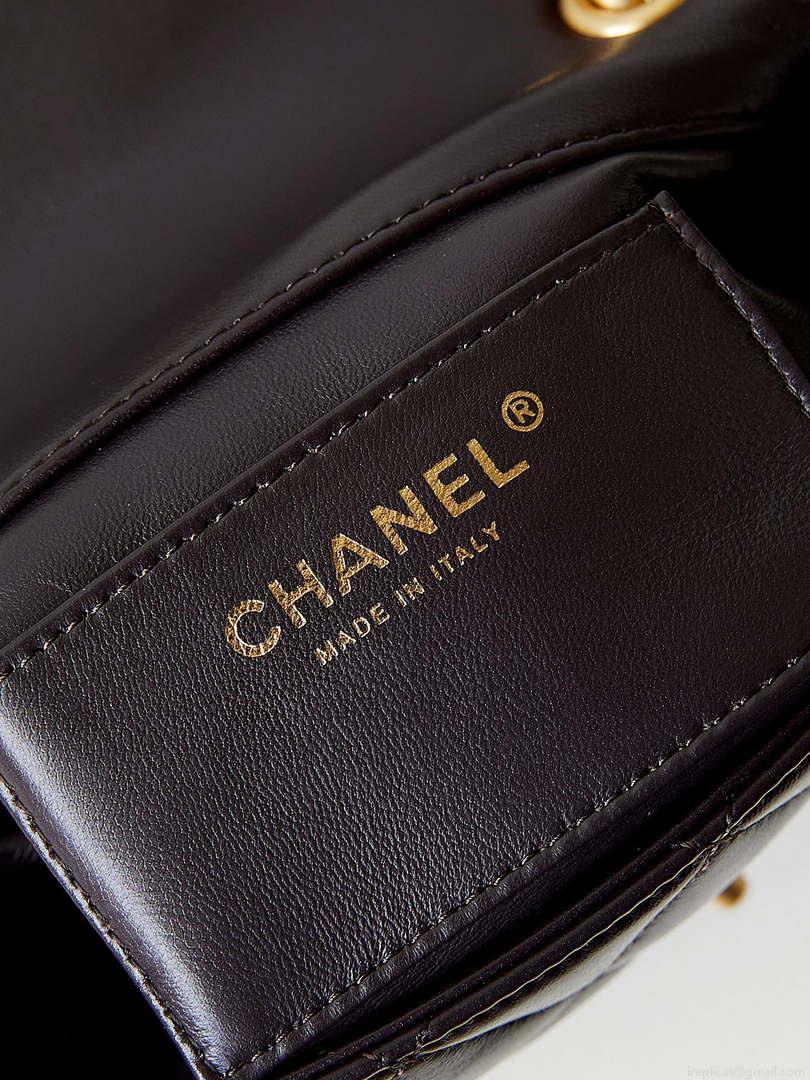 Chanel AS4165 Mini Flap Bag Lambskin Wenge Wood & Gold-Tone Metal Dark Brown