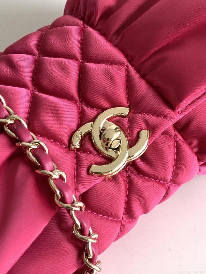 Chanel AS4098 23A Clutch satin bow evening bag Rose Red