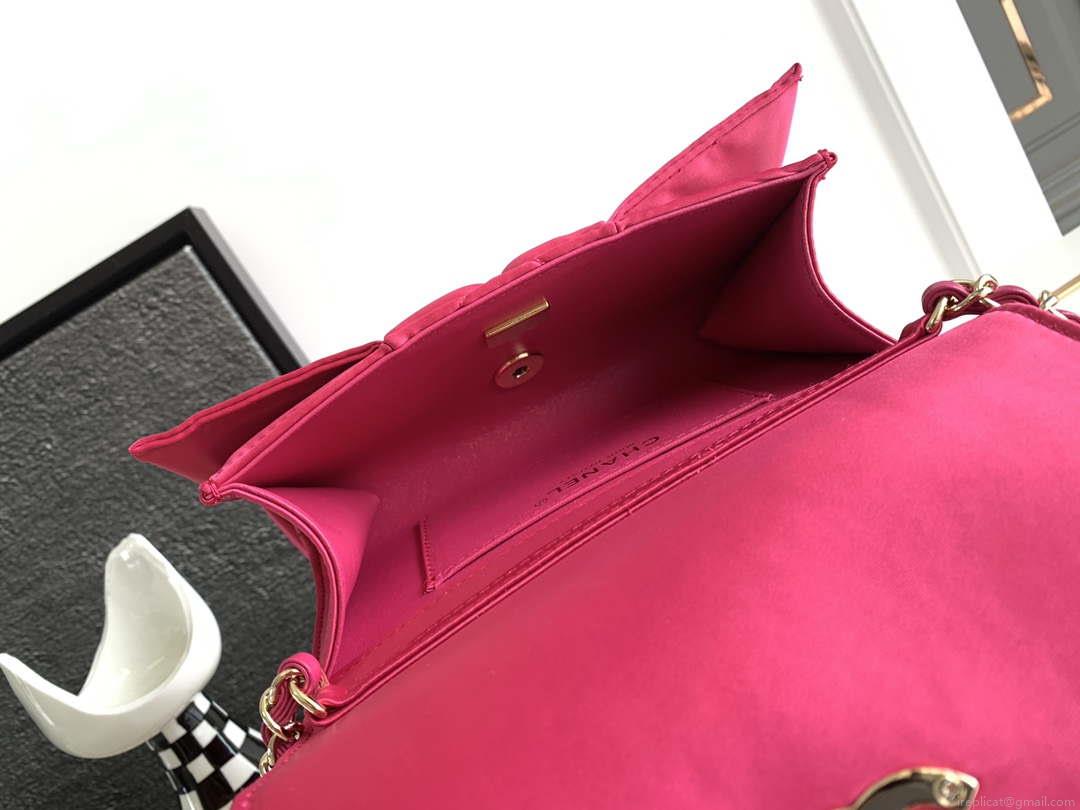 Chanel AS4098 23A Clutch satin bow evening bag Rose Red