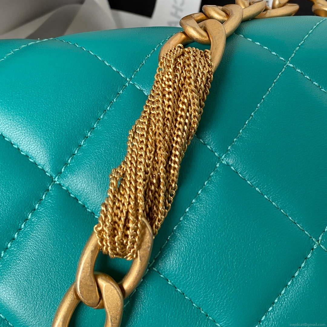 Chanel AS4231 Small Flap Bag Lambskin Green
