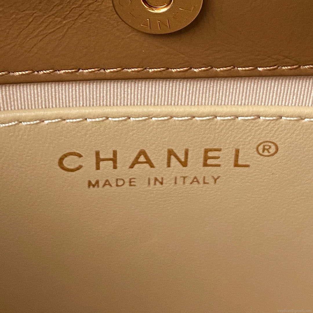 Chanel AS4323 Small Hobo Bag Shiny Crumpled Calfskin Gold Metal Caramel