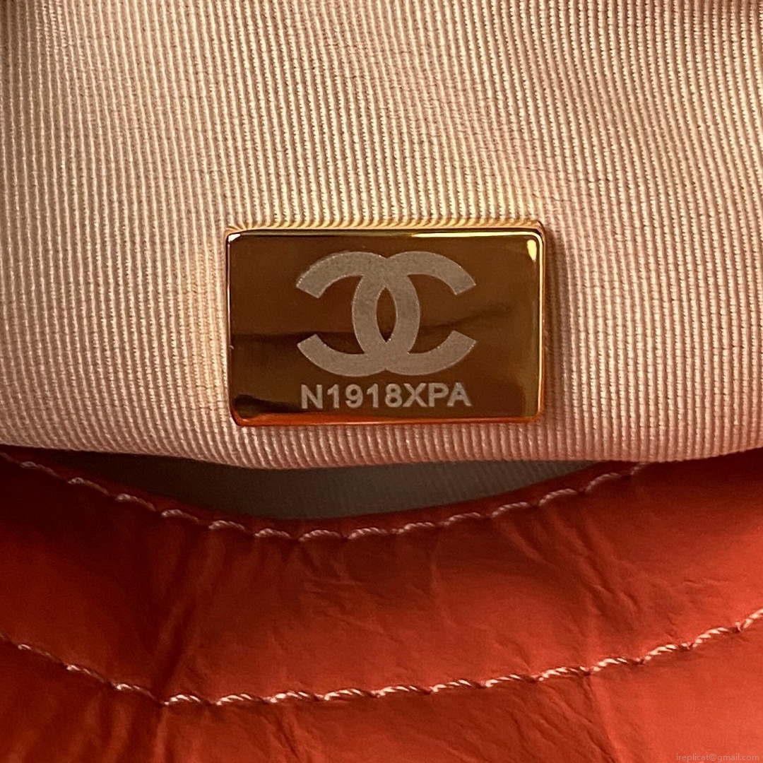 Chanel AS4323 Small Hobo Bag Shiny Crumpled Calfskin Gold Metal Orange