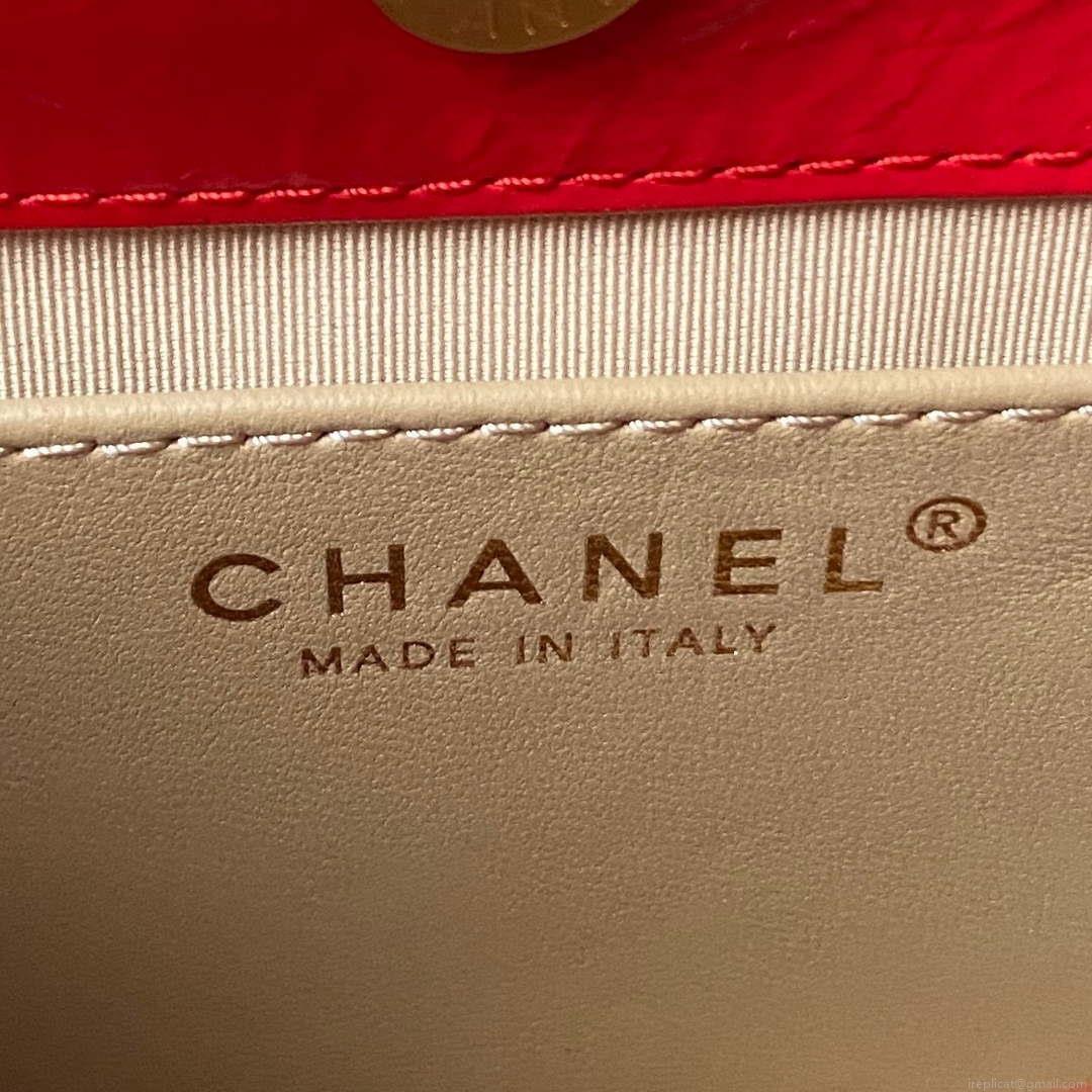 Chanel AS4323 Small Hobo Bag Shiny Crumpled Calfskin Gold Metal Red