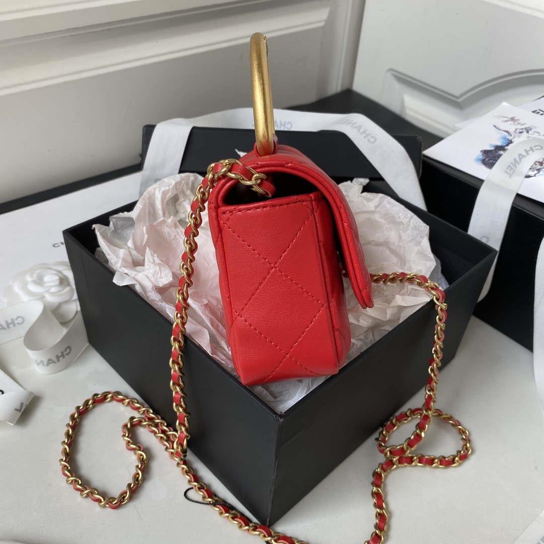 Chanel AP3485 Clutch With Chain Shiny Lambskin & Gold-Tone Metal Red