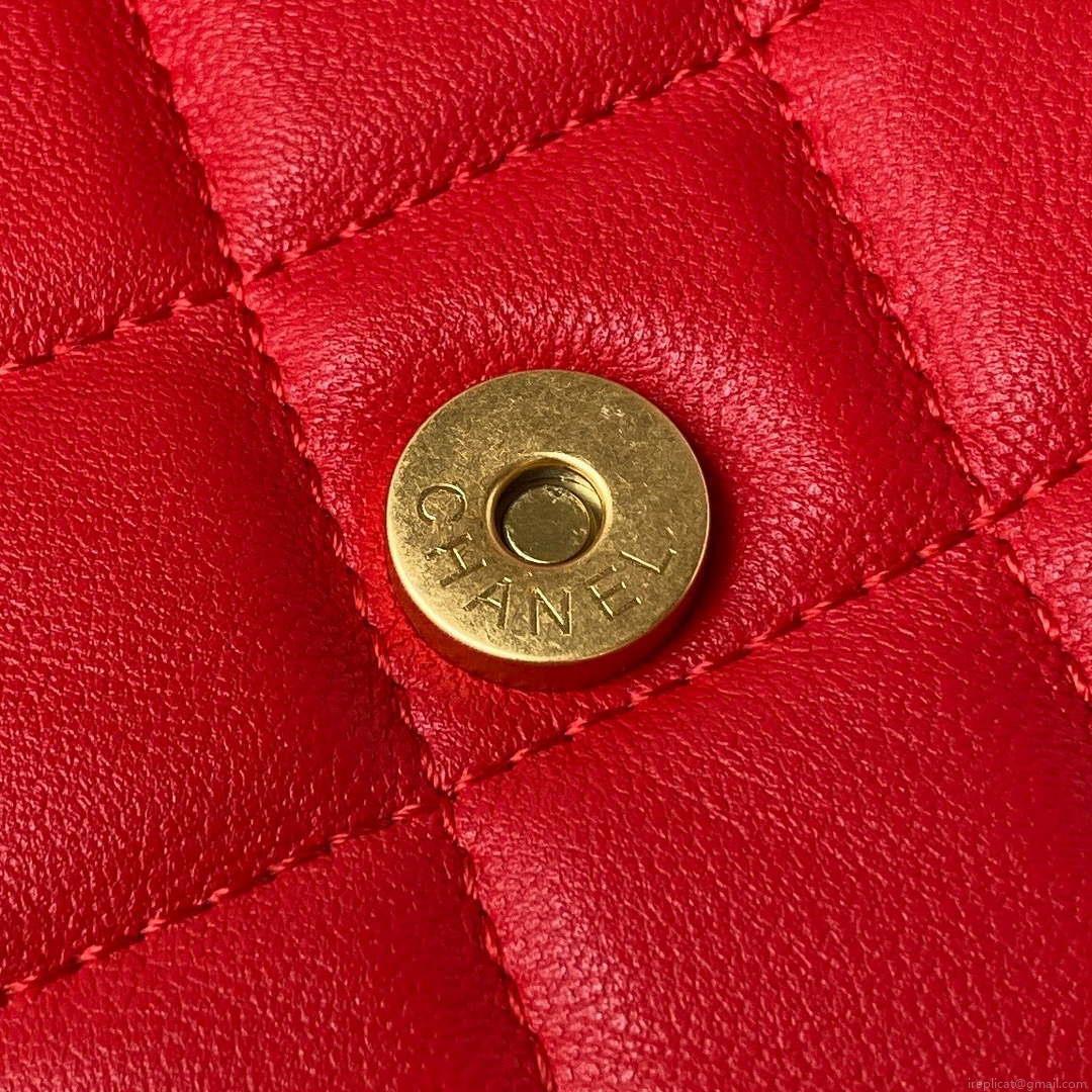 Chanel AP3485 Clutch With Chain Shiny Lambskin & Gold-Tone Metal Red