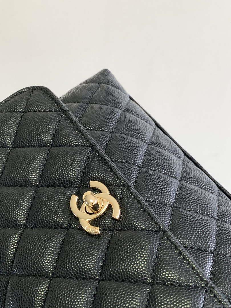 Chanel 23P Medium Flap Bag With Brown Top Handle Bag A92990 Black