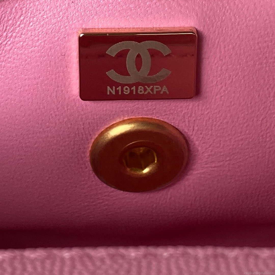 Chanel 23P Medium Flap Bag With Brown Top Handle Bag A92990 Pink