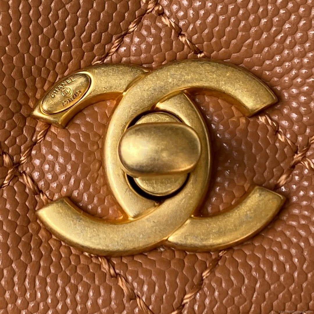 Chanel 23P Medium Flap Bag With Brown Top Handle Bag A92990 Brown