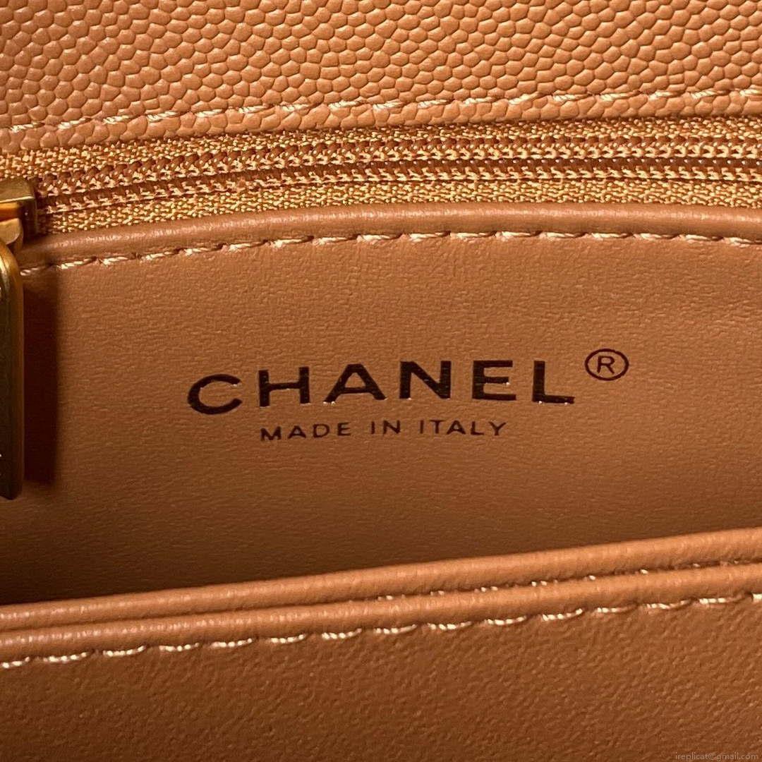 Chanel 23P Medium Flap Bag With Brown Top Handle Bag A92990 Brown