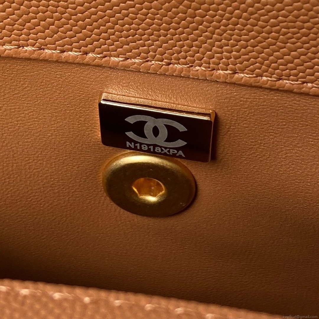 Chanel 23P Medium Flap Bag With Brown Top Handle Bag A92990 Brown