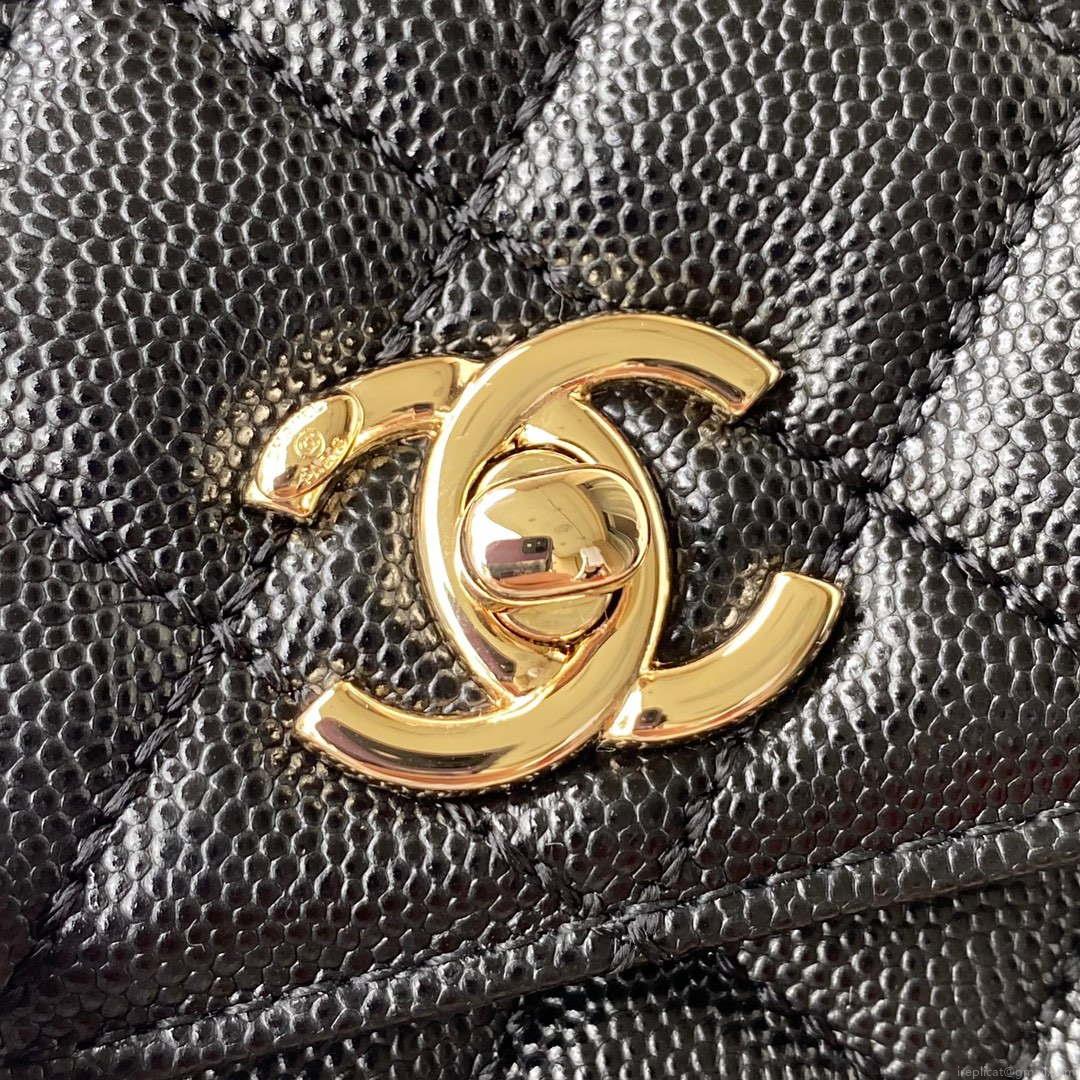 Chanel A92990 Medium Flap Bag With Top Handle Bag Black