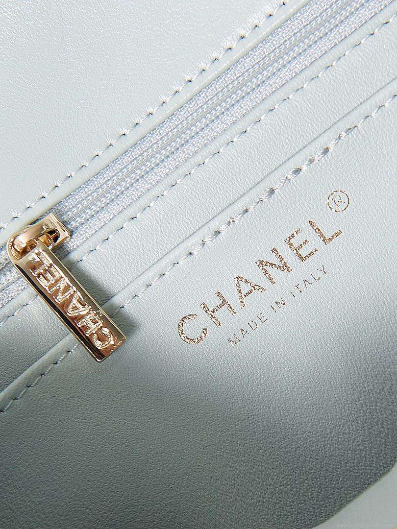 Chanel AS4141 Camellia Embossed With top Handle Bag Light Blue