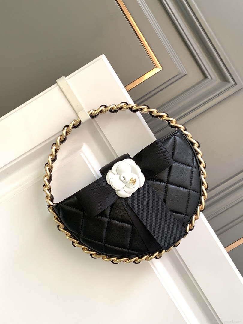 Chanel AP3583 Pouch Mixed Fibers 22CM Calfskin & Gold-Tone Metal Black