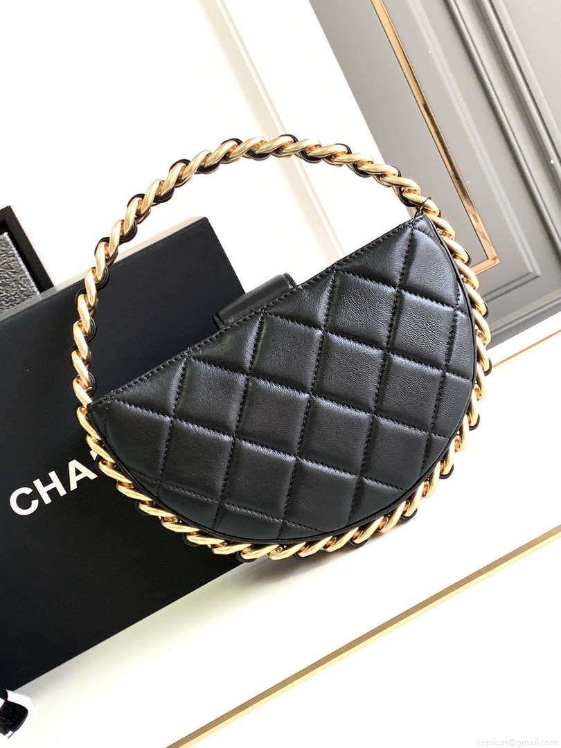 Chanel AP3583 Pouch Mixed Fibers 22CM Calfskin & Gold-Tone Metal Black