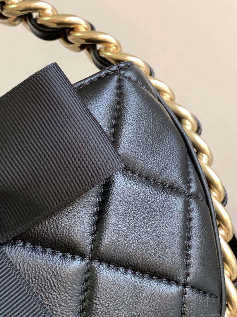 Chanel AP3583 Pouch Mixed Fibers 22CM Calfskin & Gold-Tone Metal Black