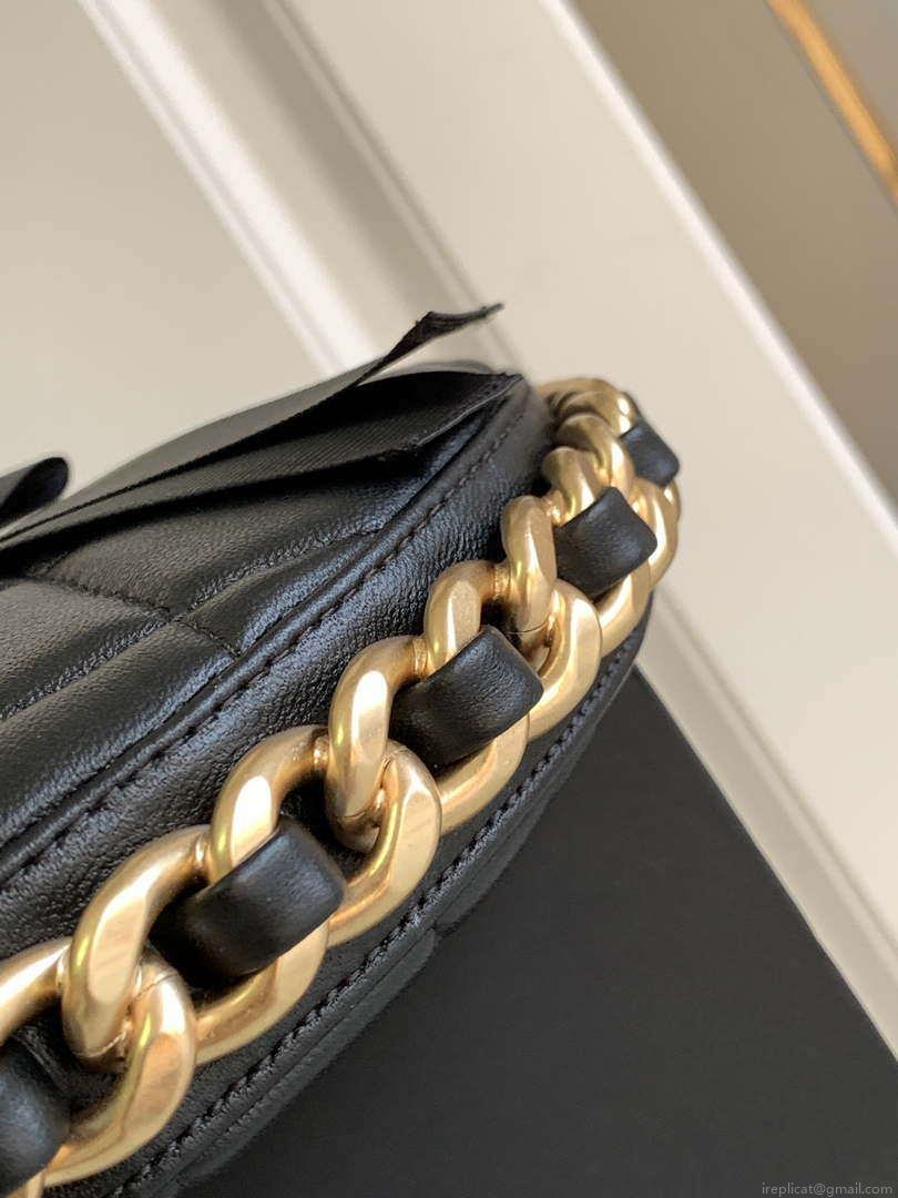 Chanel AP3583 Pouch Mixed Fibers 22CM Calfskin & Gold-Tone Metal Black