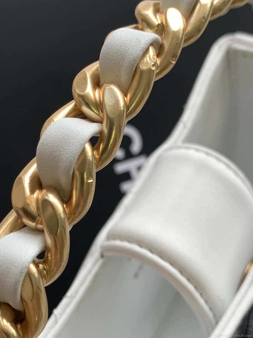 Chanel AP3583 Pouch Mixed Fibers 22cm Calfskin & Gold-Tone Metal White AP3584