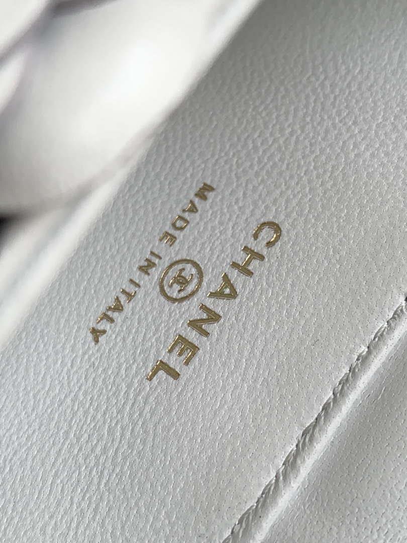 Chanel AP3583 Pouch Mixed Fibers 22cm Calfskin & Gold-Tone Metal White AP3584