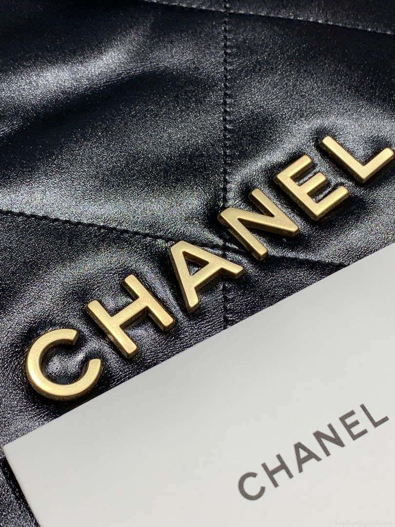 Chanel 22 Backpack AS3859 Shiny Black Calfskin With Gold