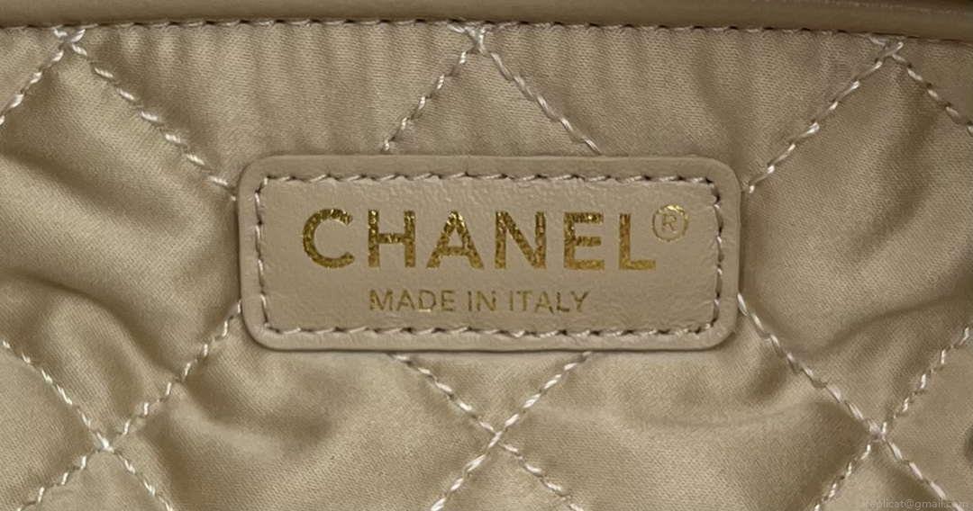 Chanel 22 Backpack AS3859 Shiny White Calfskin With Gold