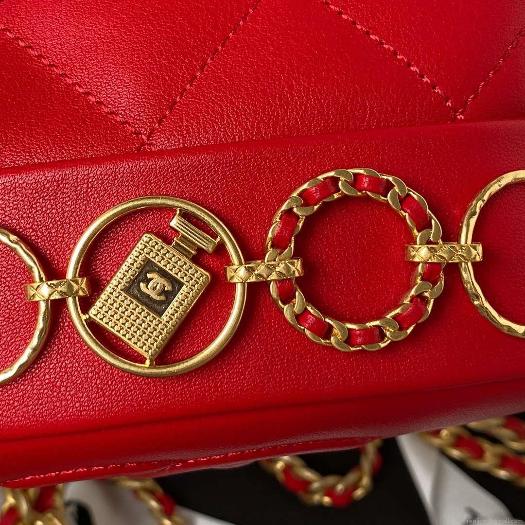 Chanel Small Backpack AS4275 Calfskin & Gold-Tone Metal Red