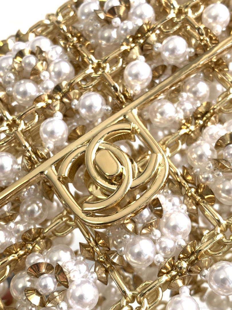 Chanel A90091 Limited Edition Pearl Metal CF Evening Flap Bag gold metal