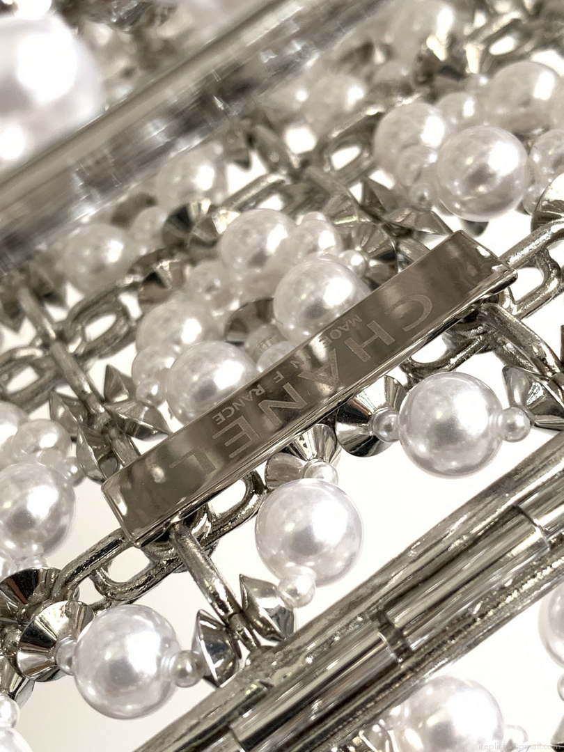 Chanel A90091 Limited Edition Pearl Metal CF Evening Flap Bag Silver metal