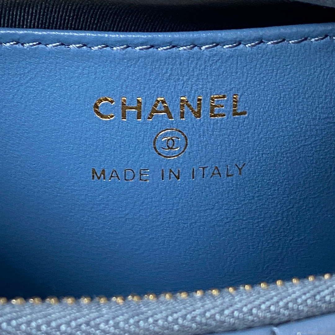 Chanel AP3647 23K Small Hobo Bag Lambskin Gold Metal Blue