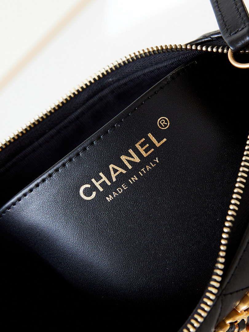 Chanel AS4422 23K Hobo Bag Lambskin Gold Metal Black