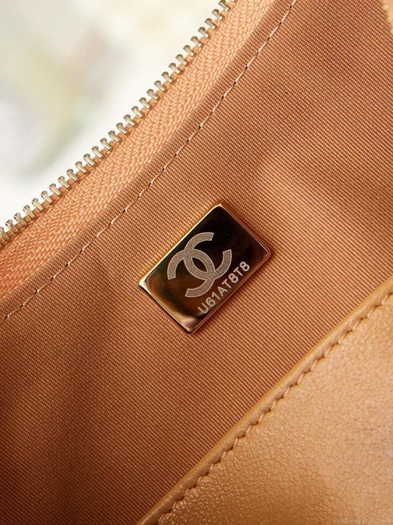 Chanel AS4422 23K Hobo Bag Lambskin Gold Metal Caramel