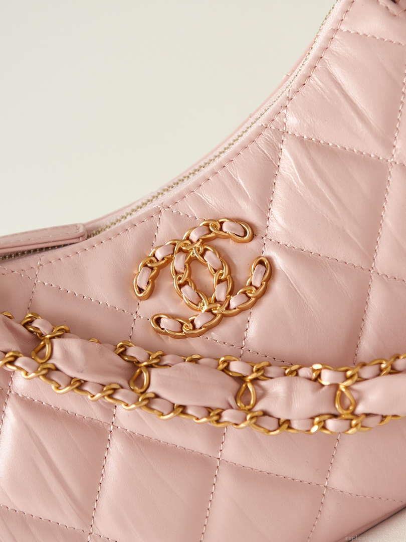 Chanel AS4422 23K Hobo Bag Lambskin Gold Metal Pink