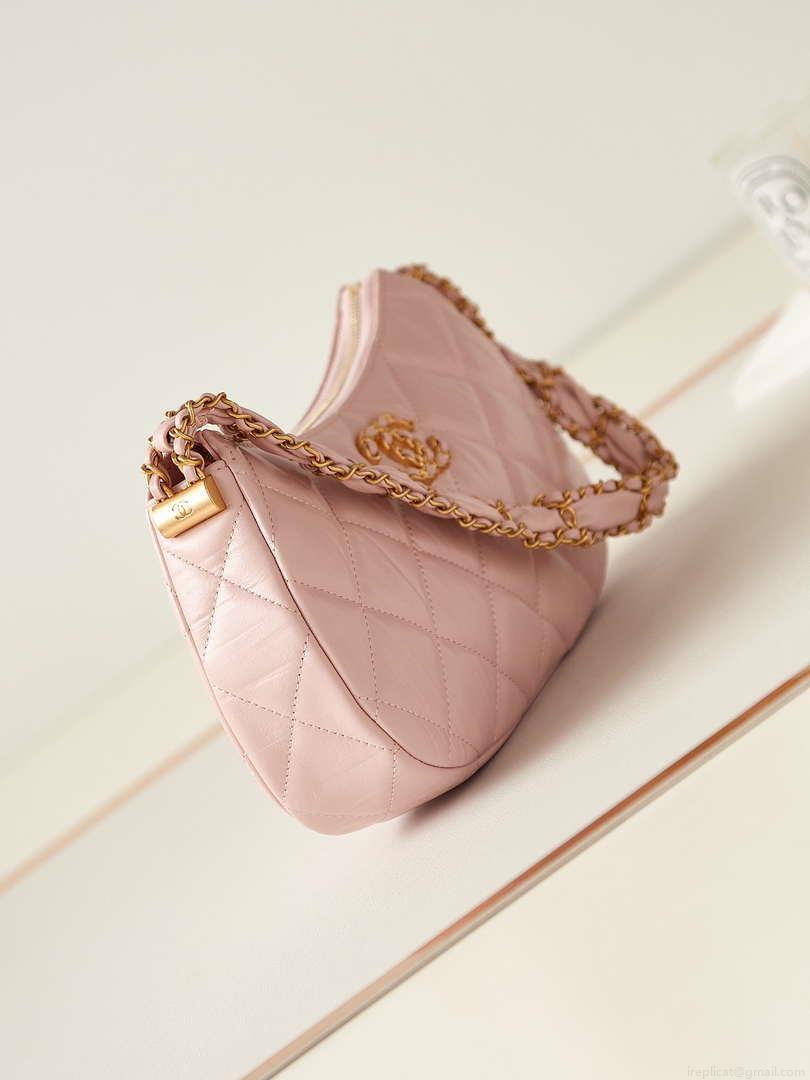 Chanel AS4422 23K Hobo Bag Lambskin Gold Metal Pink