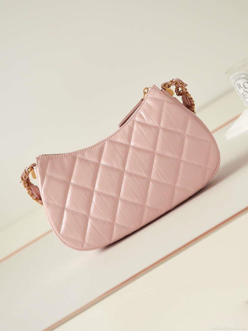 Chanel AS4422 23K Hobo Bag Lambskin Gold Metal Pink