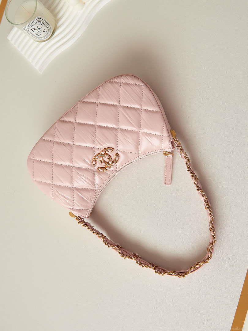Chanel AS4422 23K Hobo Bag Lambskin Gold Metal Pink