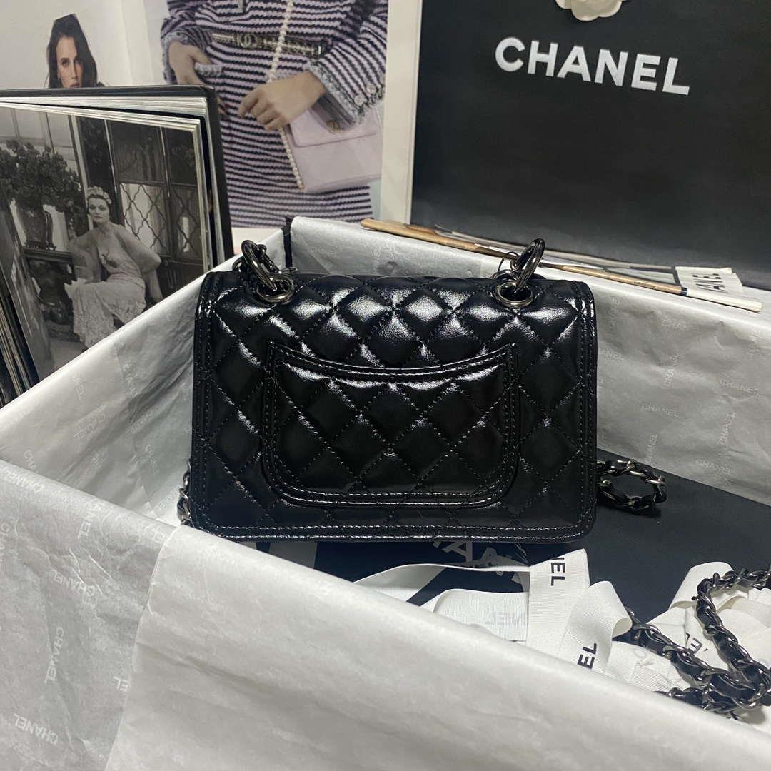 Chanel AS4051 Flap Bag Lambskin Black Metal with Black