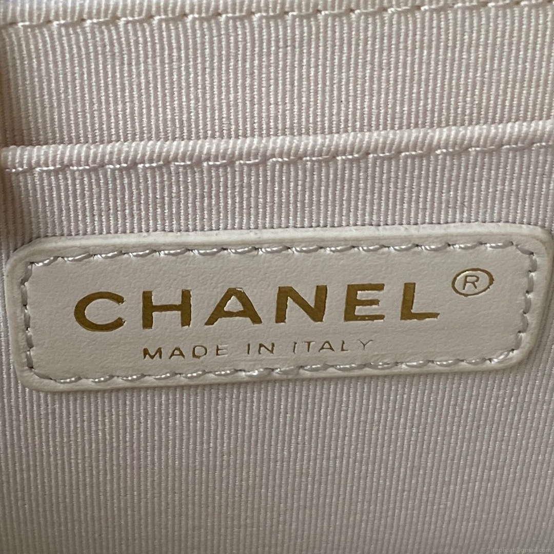 Chanel AS4051 Flap Bag Lambskin Gold Metal White
