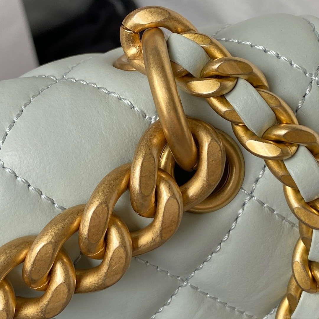 Chanel AS4051 Flap Bag Lambskin Gold Metal Light green