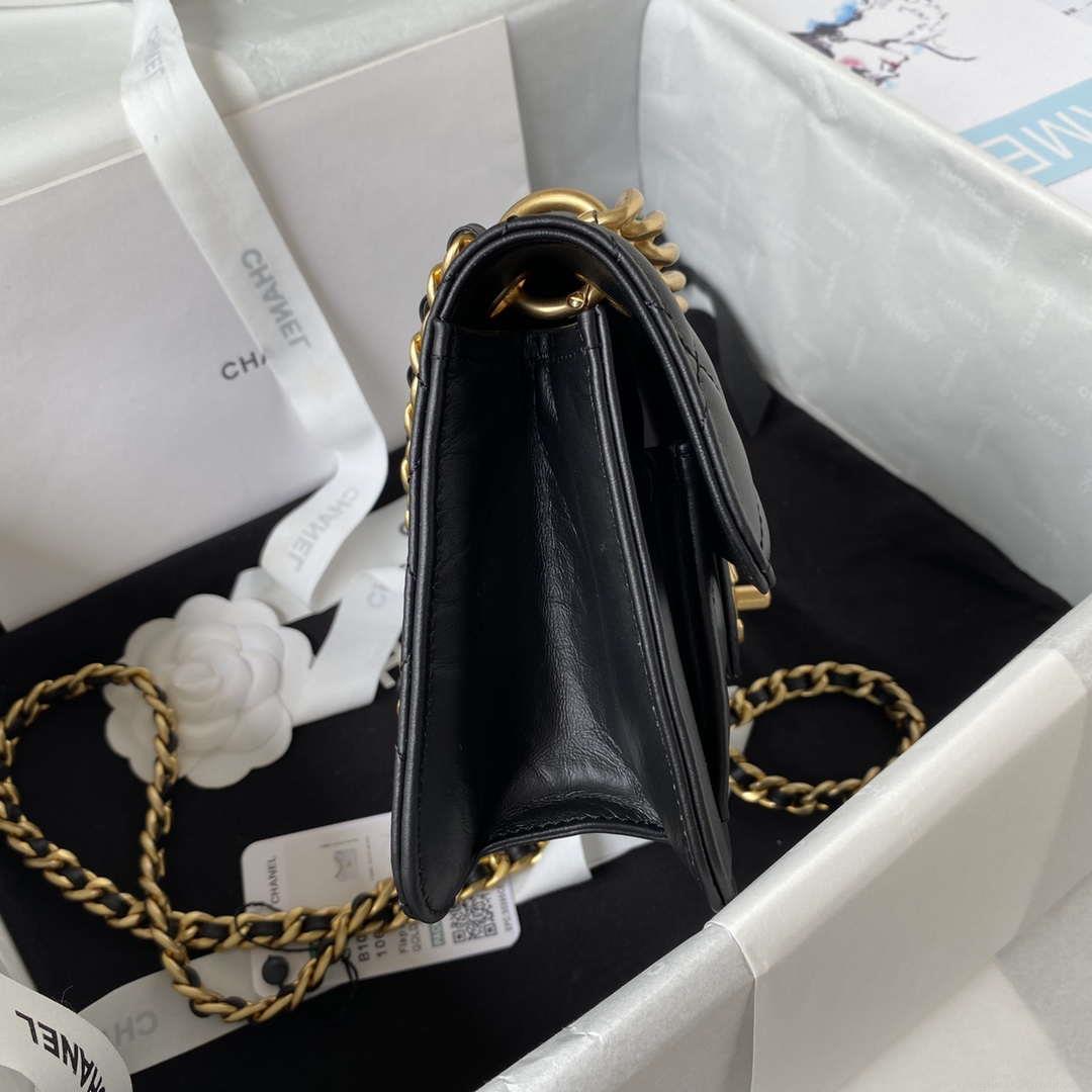 Chanel AS4051 Flap Bag Lambskin Gold Metal Black