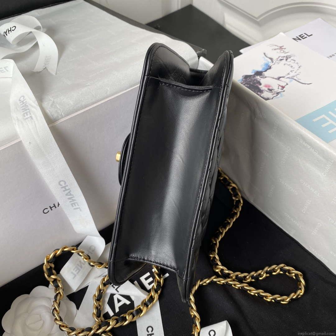 Chanel AS4051 Flap Bag Lambskin Gold Metal Black