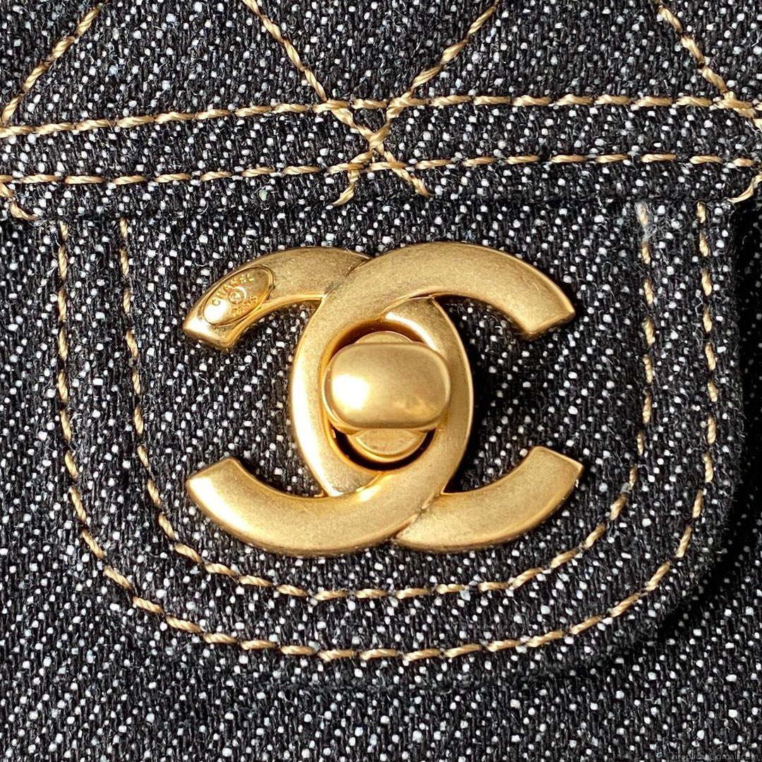 Chanel AS4051 Flap Bag Denim canvas Gold Metal Black