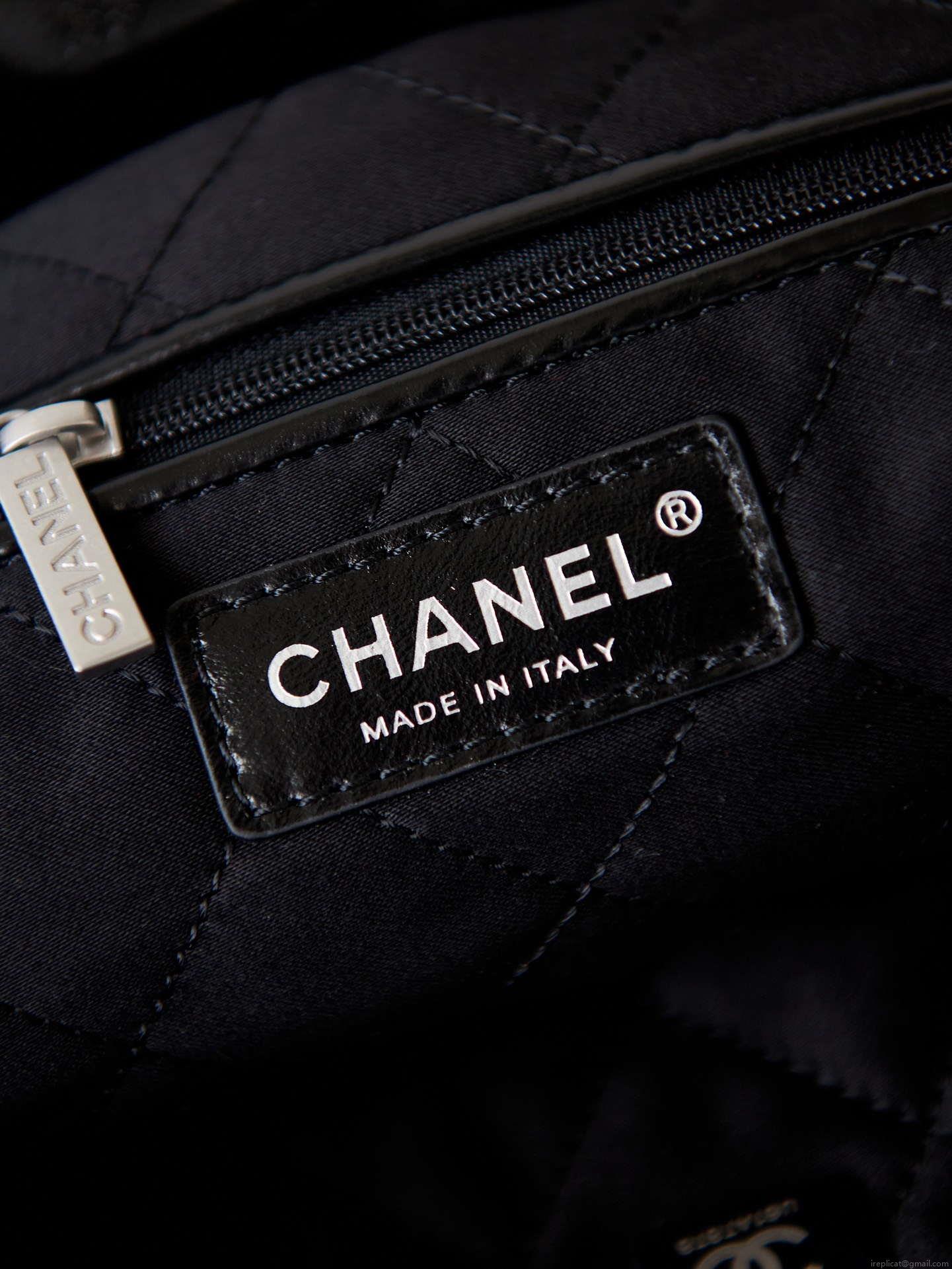 Chanel 22 Bag AS4486 Small Handbag Shiny Calfskin Black With Silver