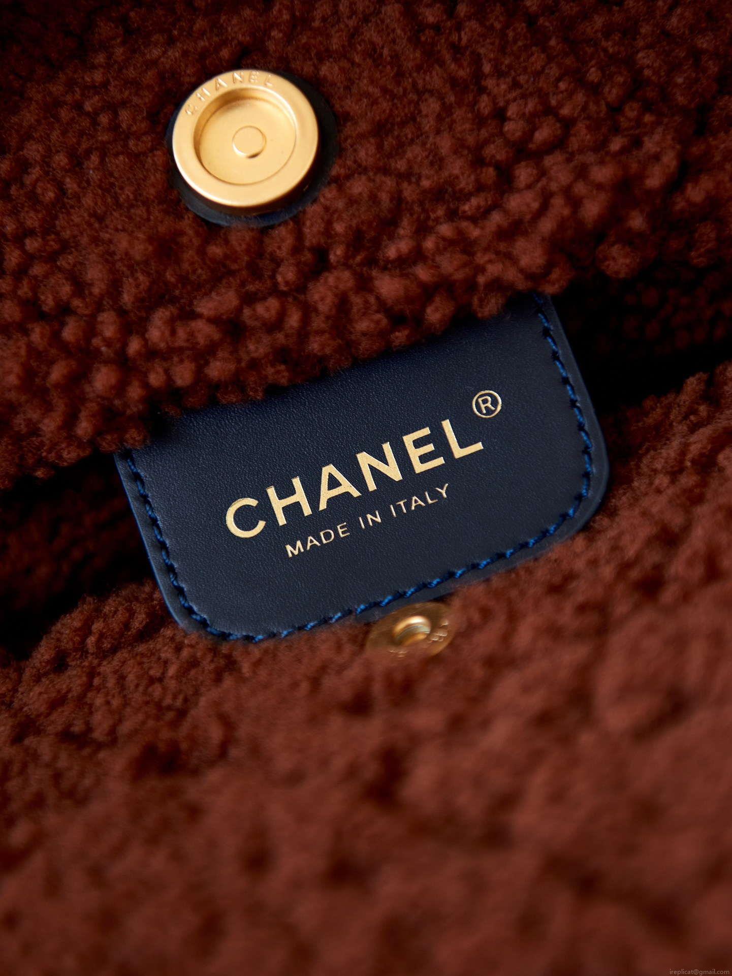 Chanel 22 AS3260 Small Handbag Black Calfskin wiht Brown wool Gold