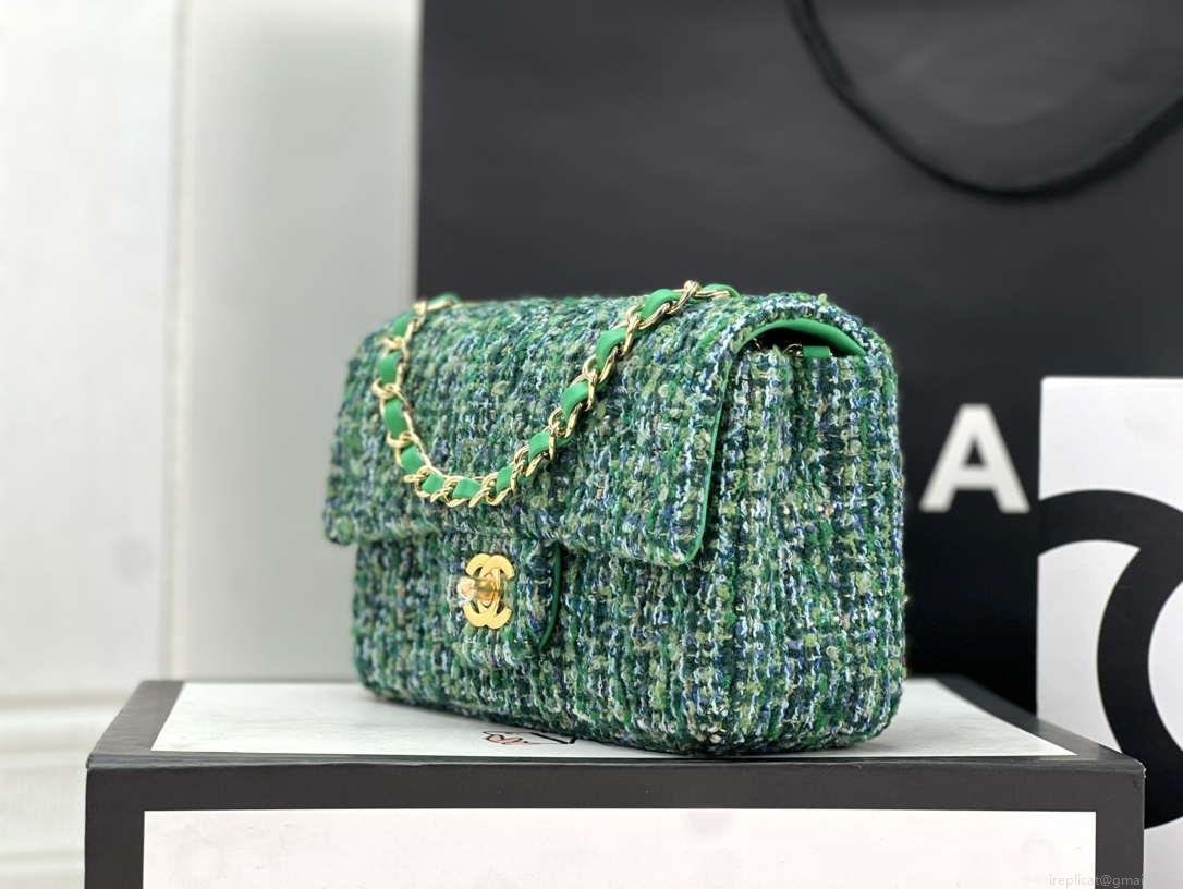 Chanel AS1116 Small Flap bag Woolen A69900 Green