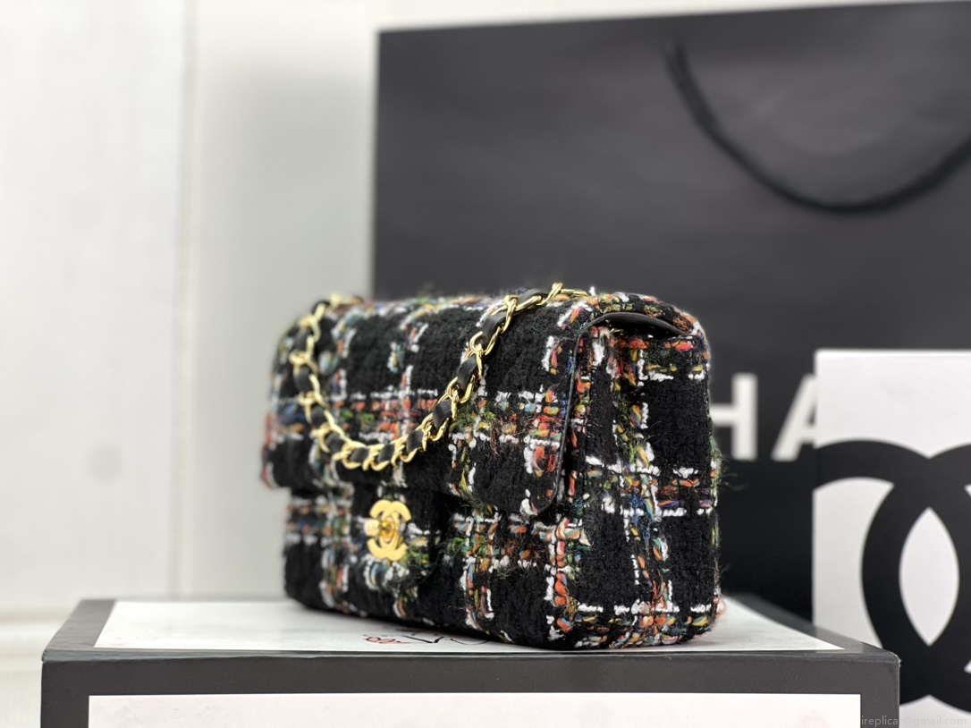 Chanel AS1116 Small Flap bag Woolen A69900 Black