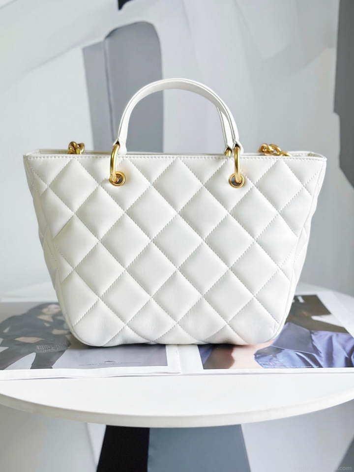 Chanel AS2120 small Shopping Bag Lambskin White