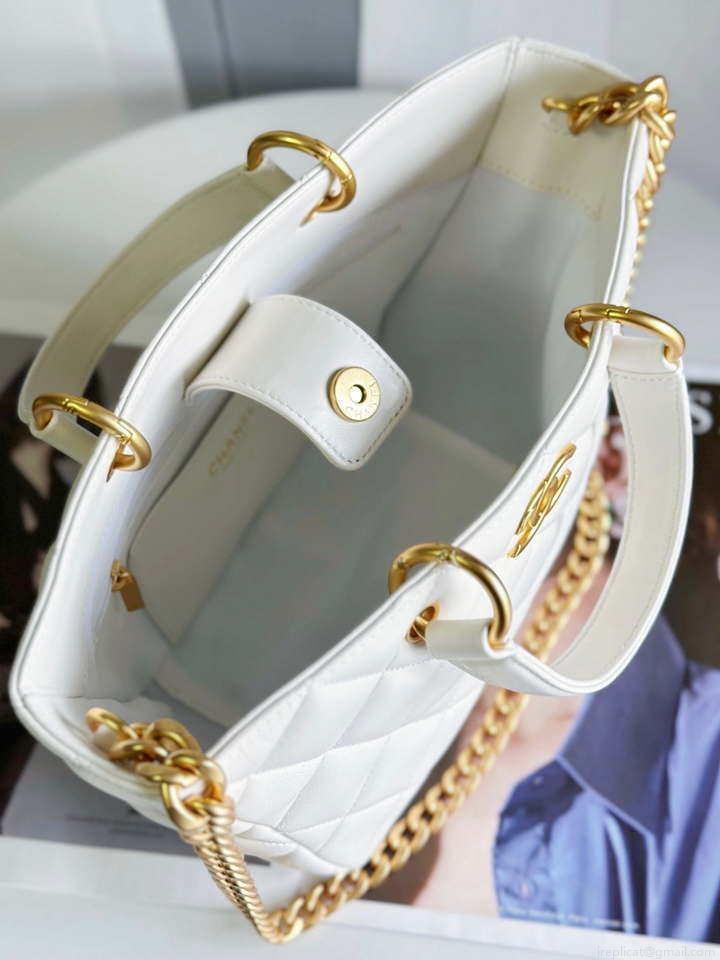 Chanel AS2120 small Shopping Bag Lambskin White