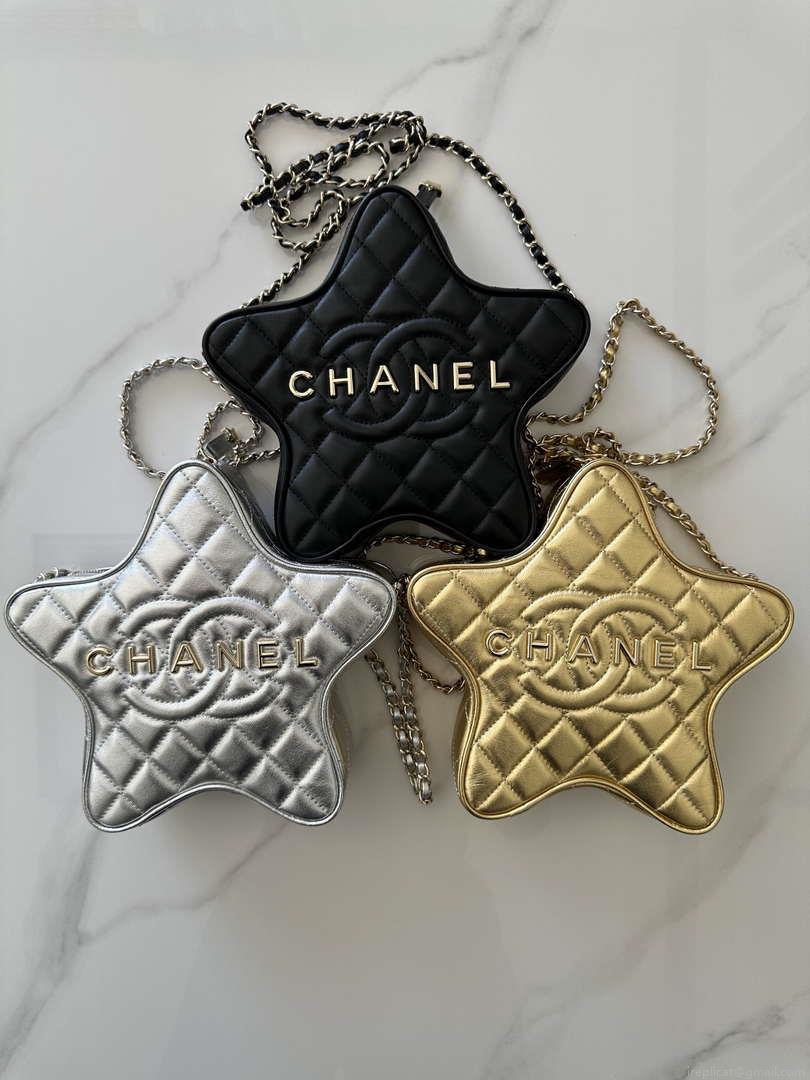 Chanel AS4579 Star Handbag metallic Lambskin gold metal Black