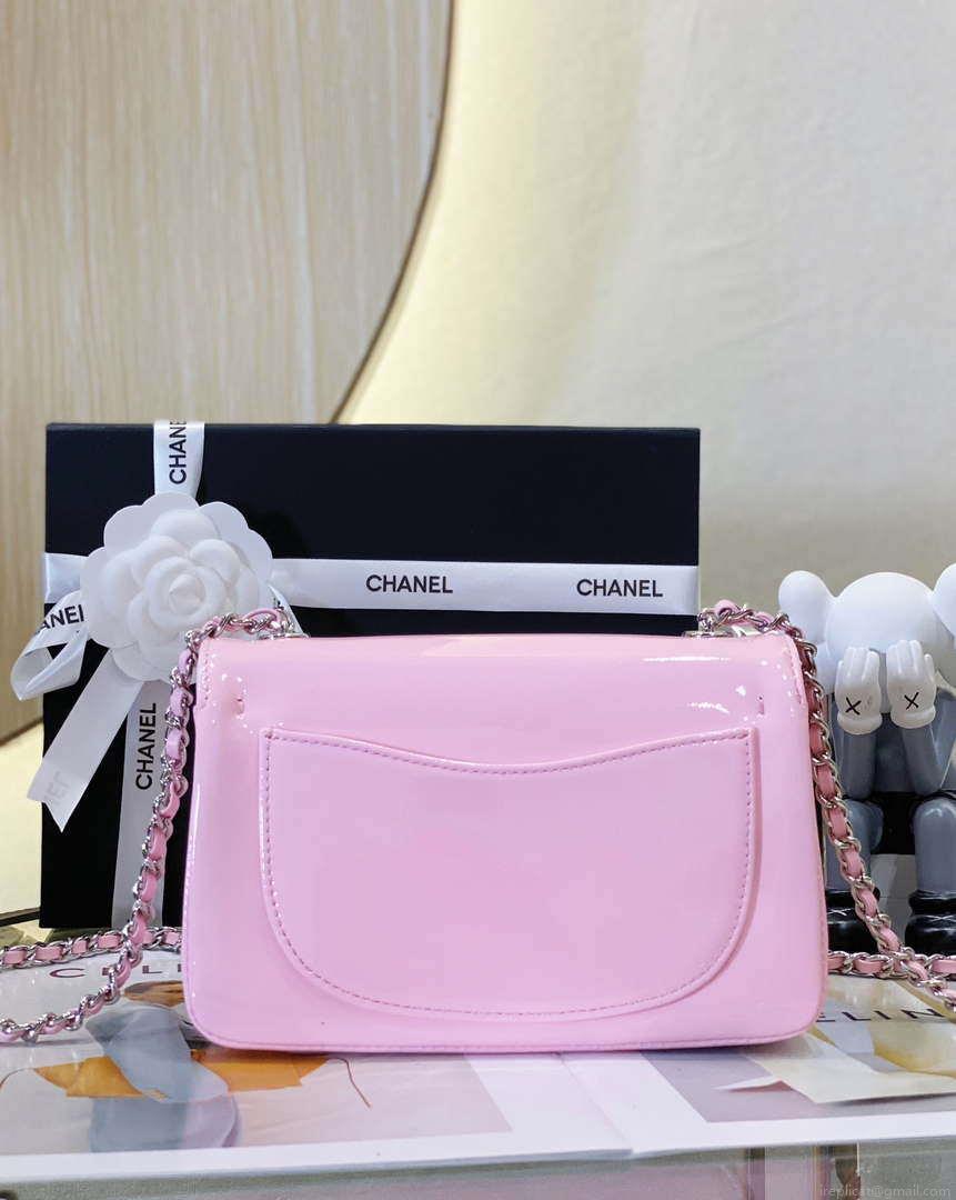 Chanel AS4388 Small Flap Bag Patent Calfskin & Gold Metal Pink